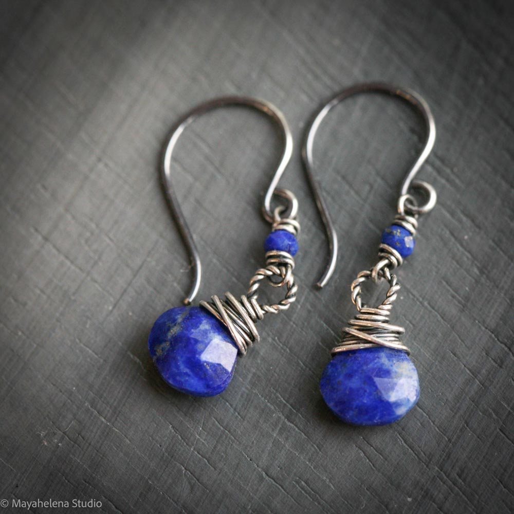 Dot the I - Lapis Lazuli Sterling Silver Earrings