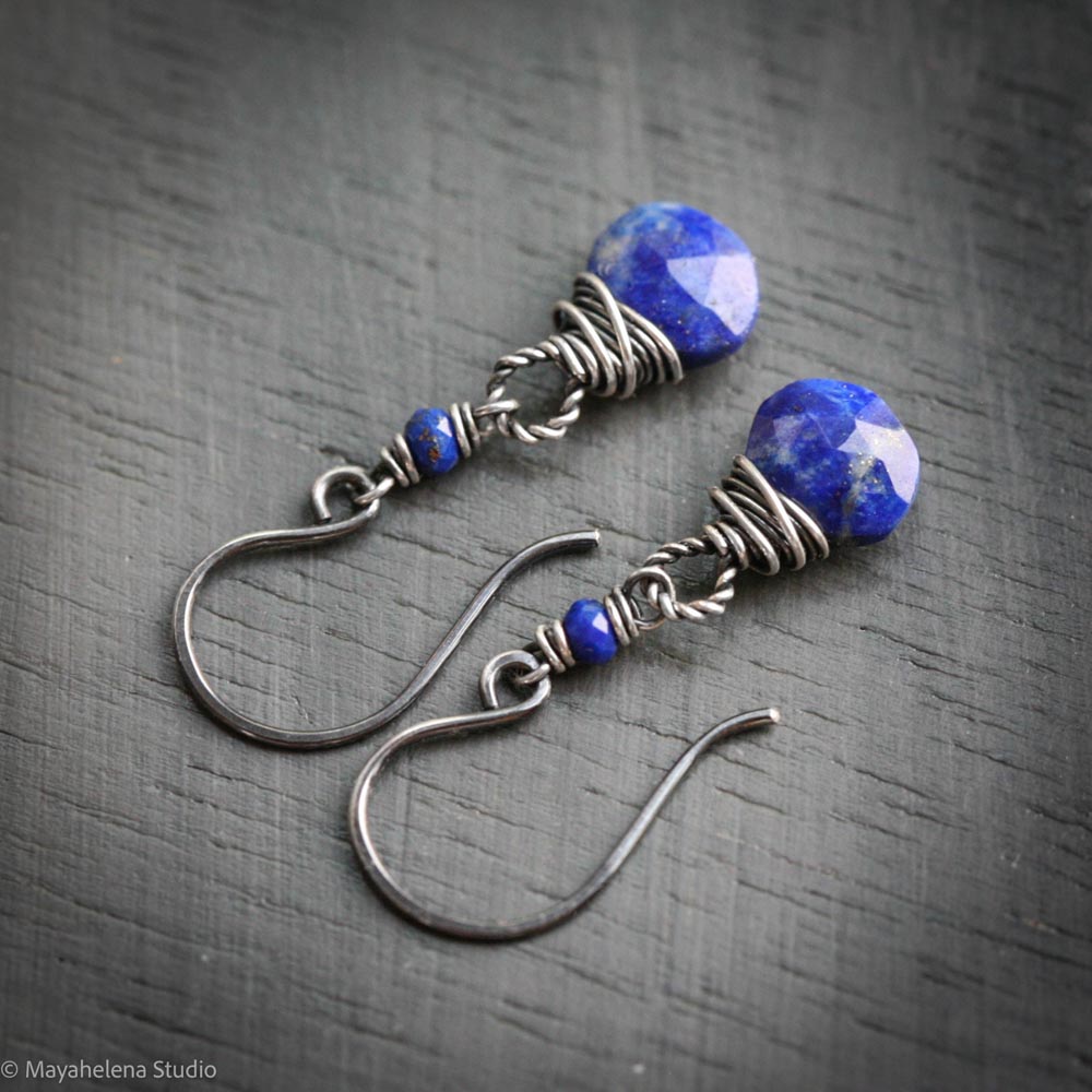 Dot the I - Lapis Lazuli Sterling Silver Earrings
