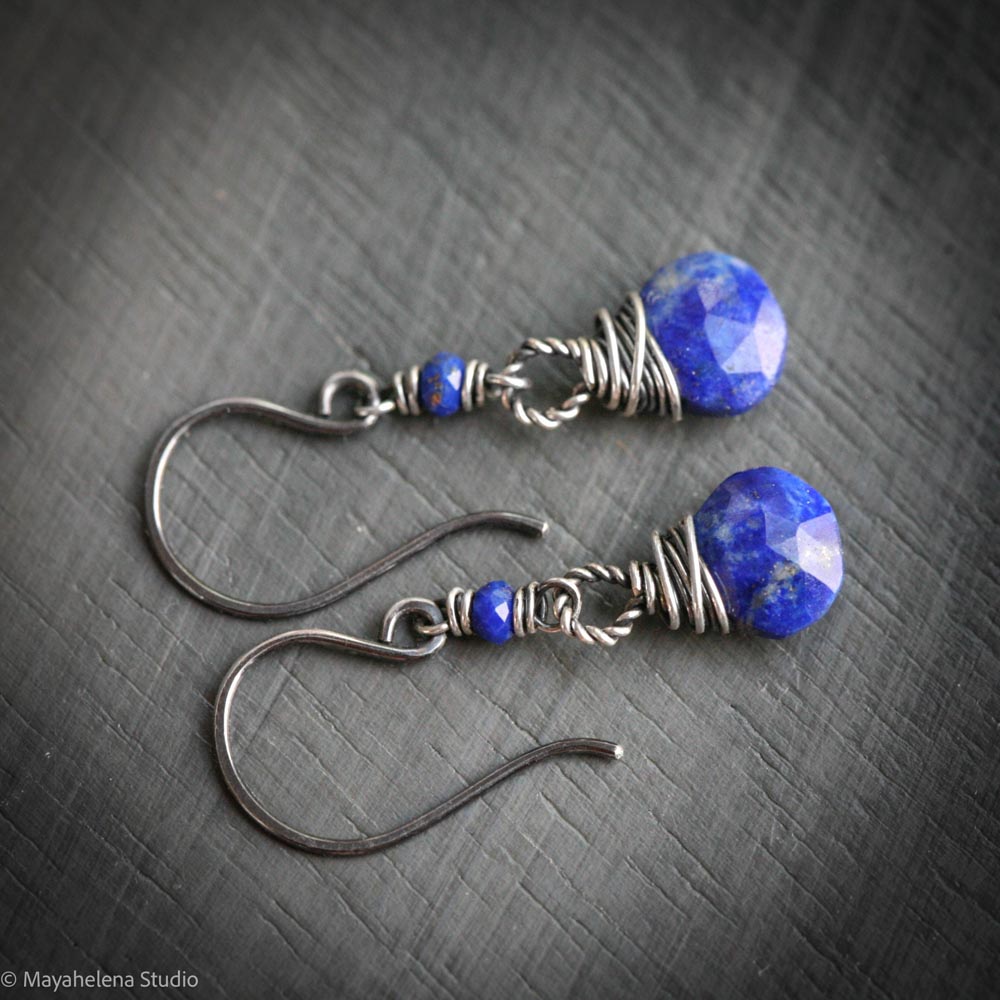 Dot the I - Lapis Lazuli Sterling Silver Earrings