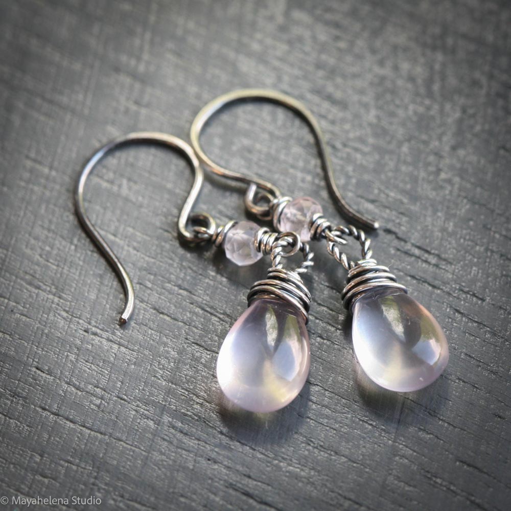 Dot the I - Rose Quartz Sterling Silver Earrings