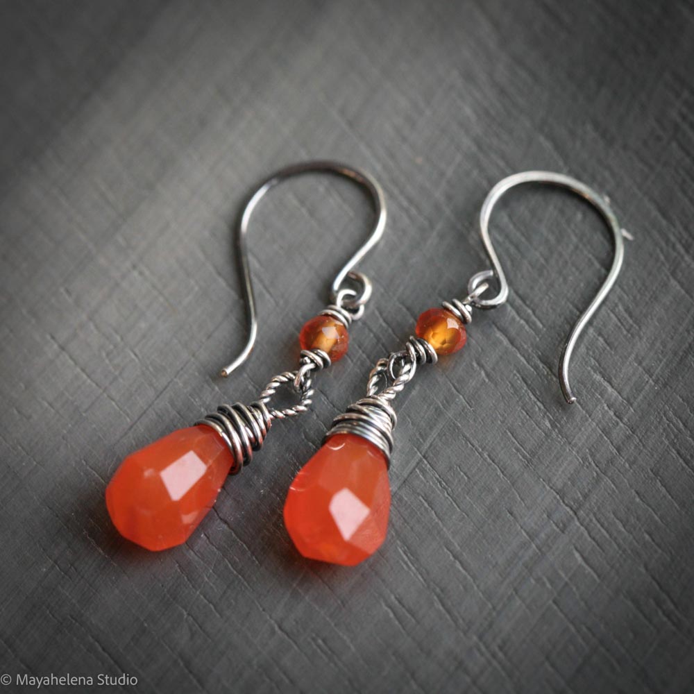 Dot the I - Carnelian Sterling Silver Earrings