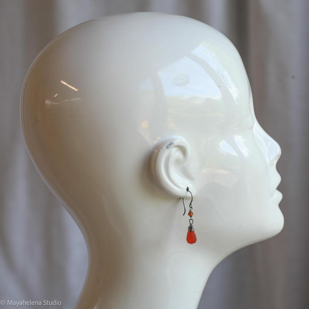 Dot the I - Carnelian Sterling Silver Earrings