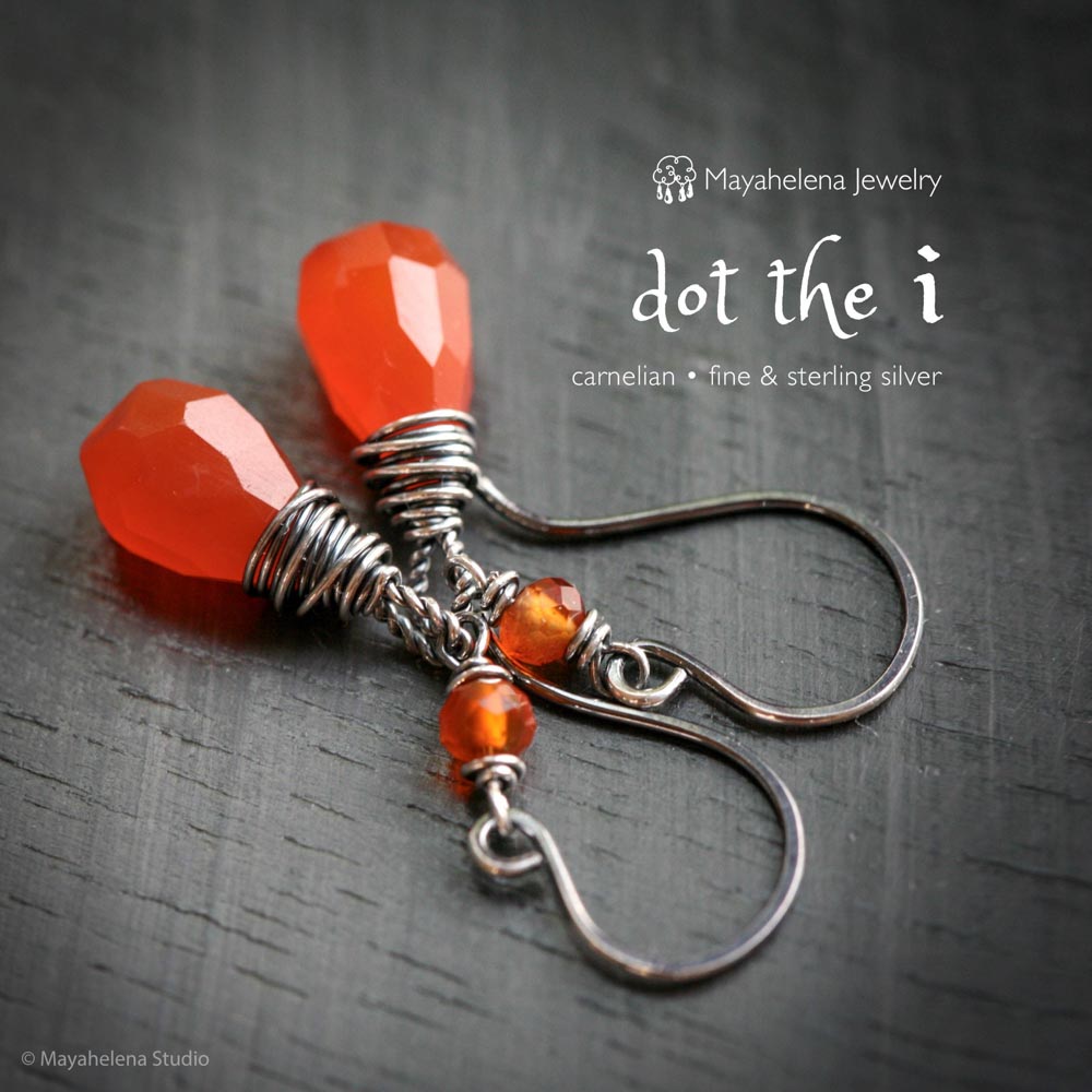 Dot the I - Carnelian Sterling Silver Earrings