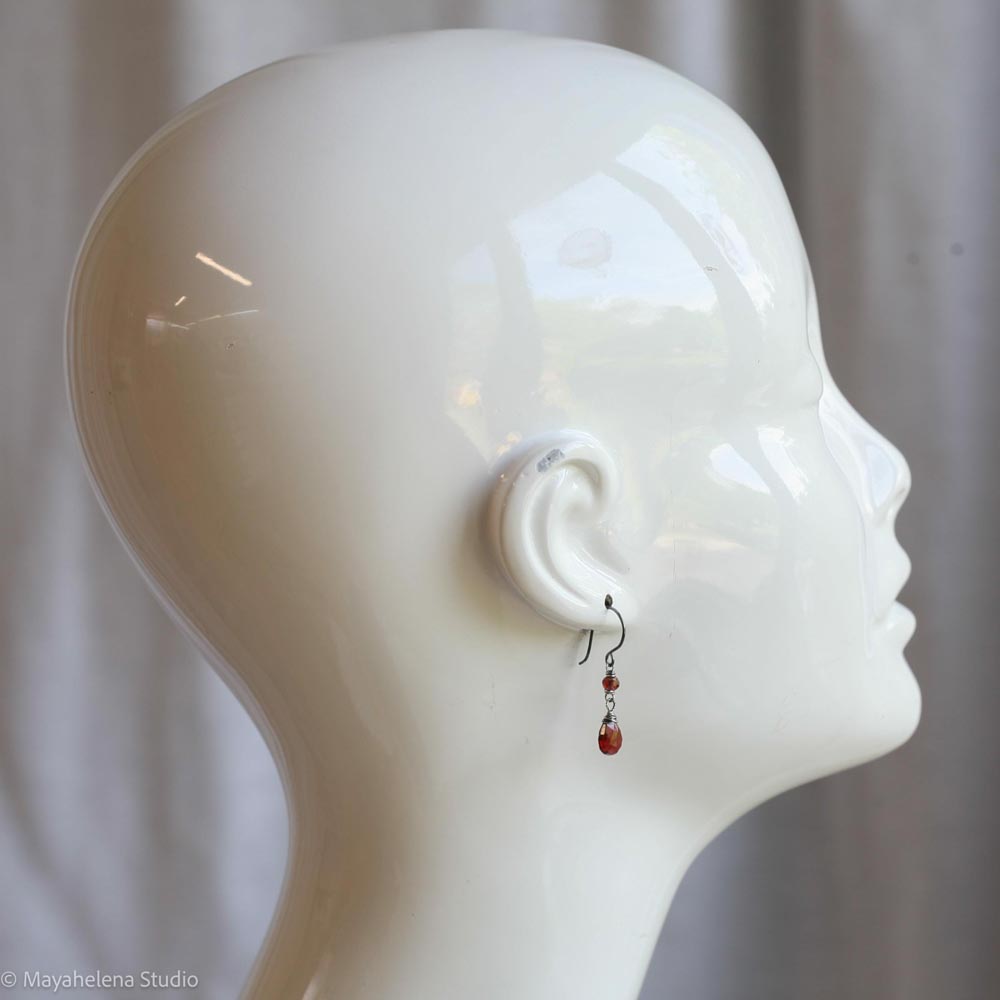 Dot the I - Garnet Sterling Silver Earrings