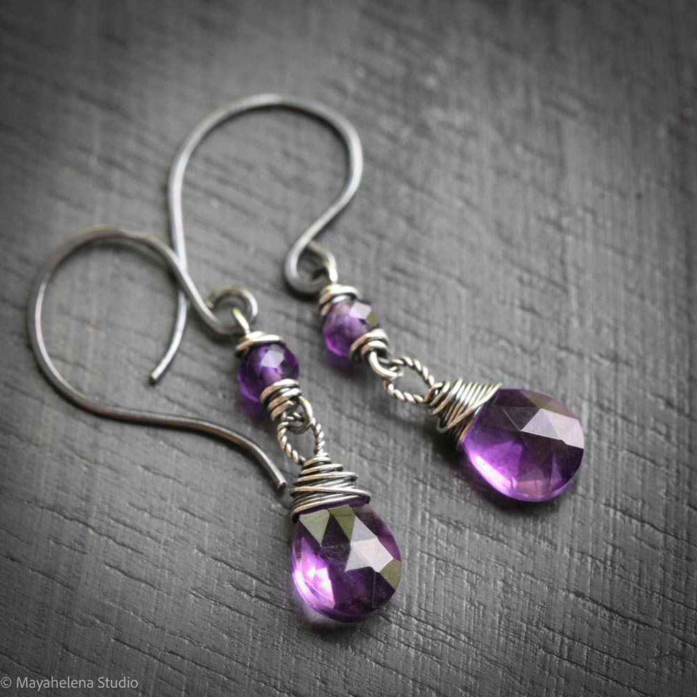 il_fullxfull.6924700505_em8j.jpg Dot the I - Amethyst Sterling Silver Earrings