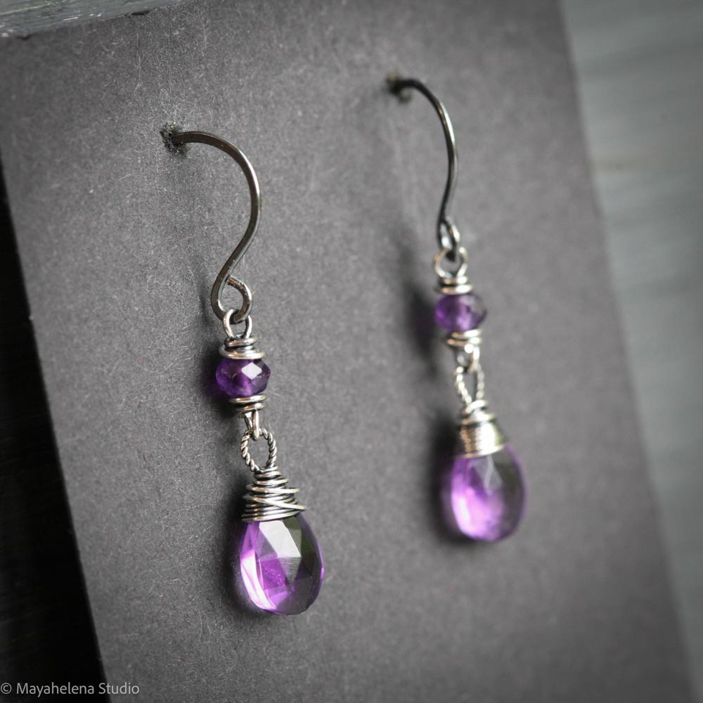 il_fullxfull.6924700507_7oi1.jpg Dot the I - Amethyst Sterling Silver Earrings