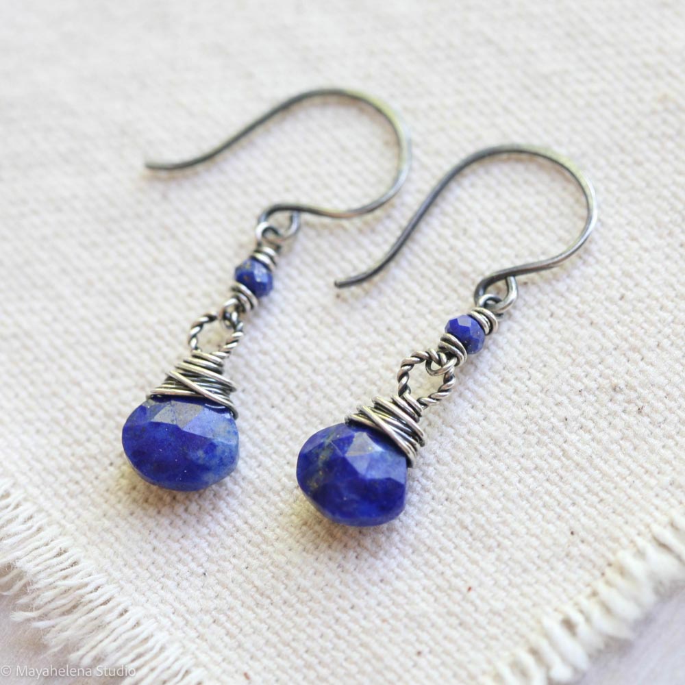 Dot the I - Lapis Lazuli Sterling Silver Earrings