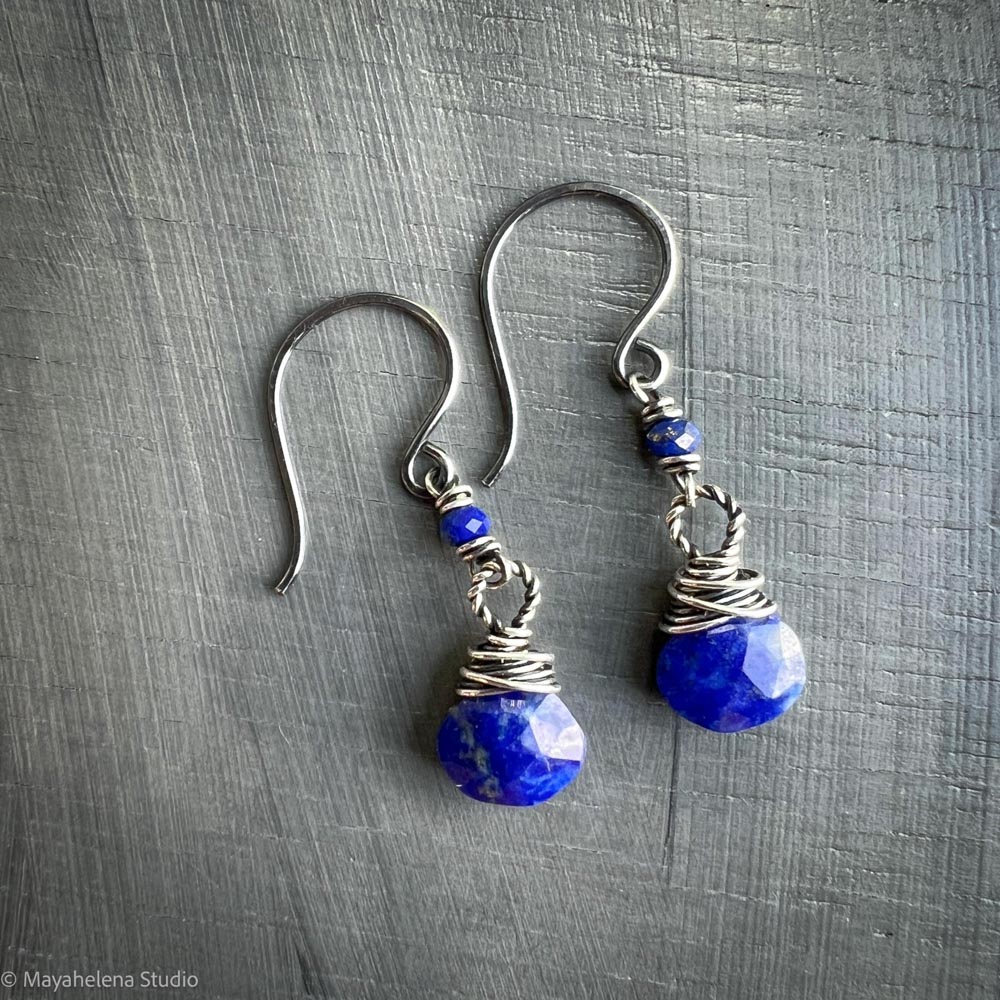 Dot the I - Lapis Lazuli Sterling Silver Earrings