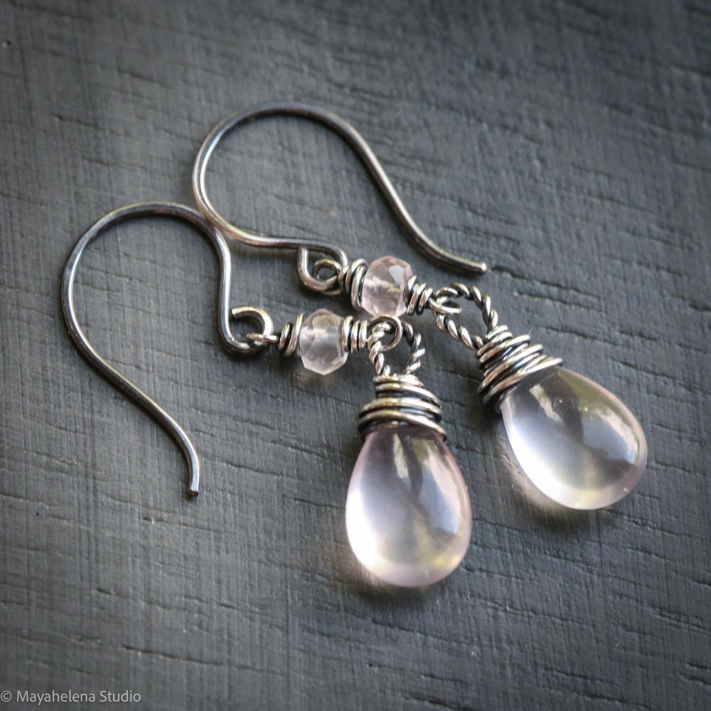 Dot the I - Rose Quartz Sterling Silver Earrings