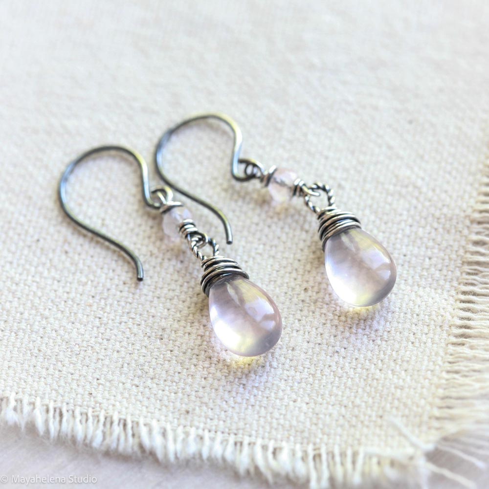 Dot the I - Rose Quartz Sterling Silver Earrings