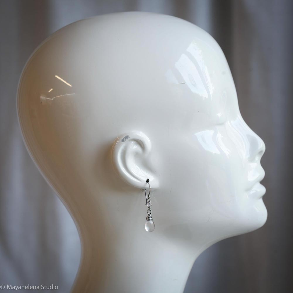 Dot the I - Rose Quartz Sterling Silver Earrings