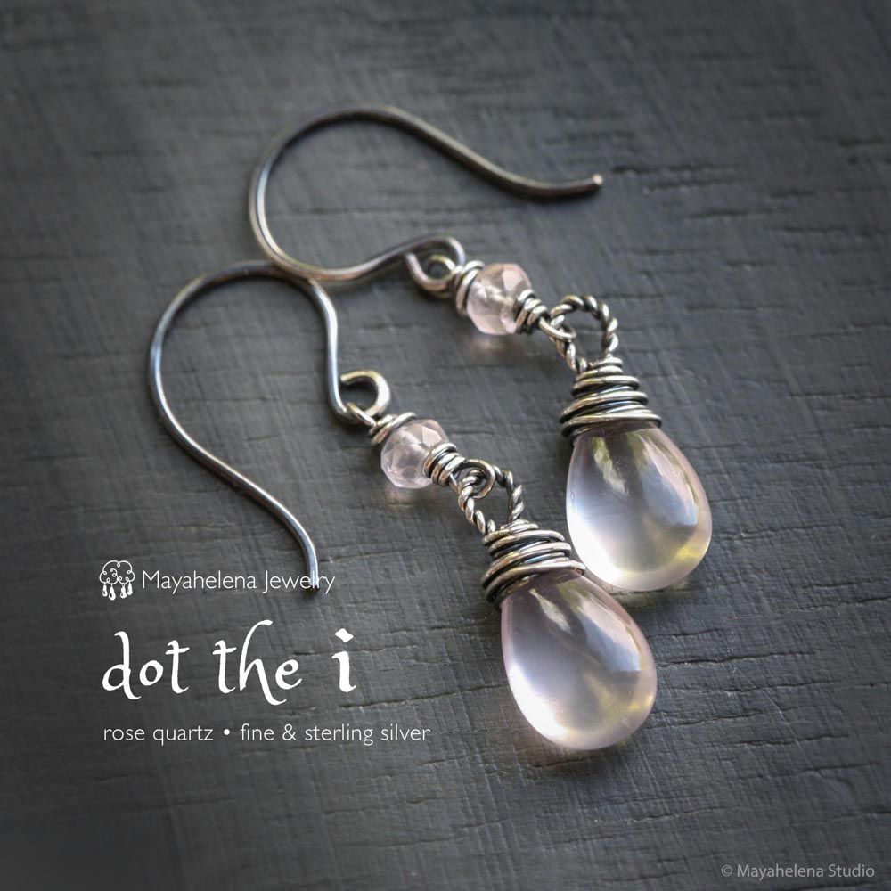 Dot the I - Rose Quartz Sterling Silver Earrings