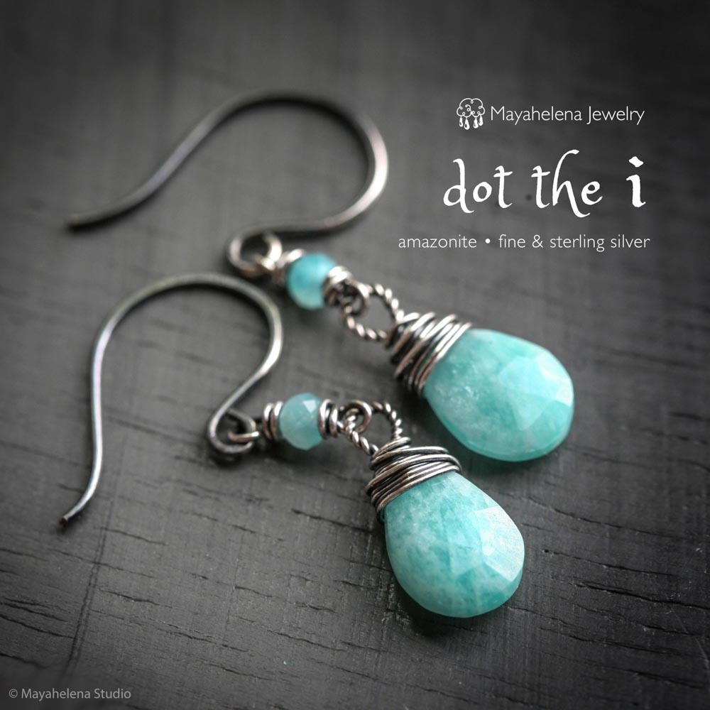 Dot the I - Amazonite Sterling Silver Earrings