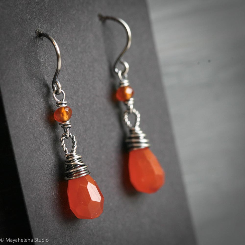 Dot the I - Carnelian Sterling Silver Earrings