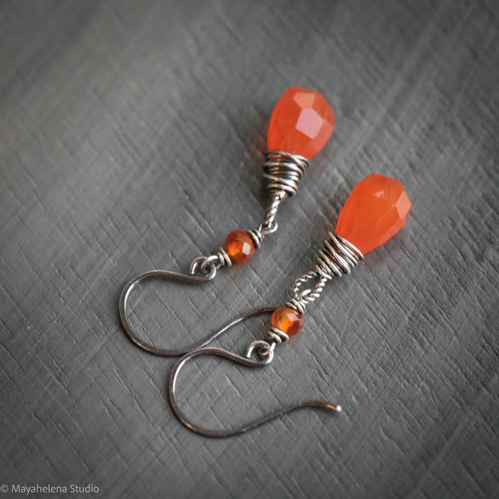 Dot the I - Carnelian Sterling Silver Earrings