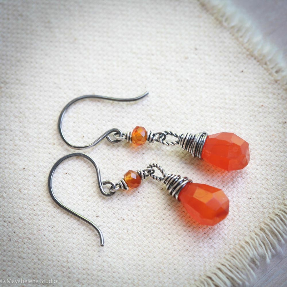 Dot the I - Carnelian Sterling Silver Earrings