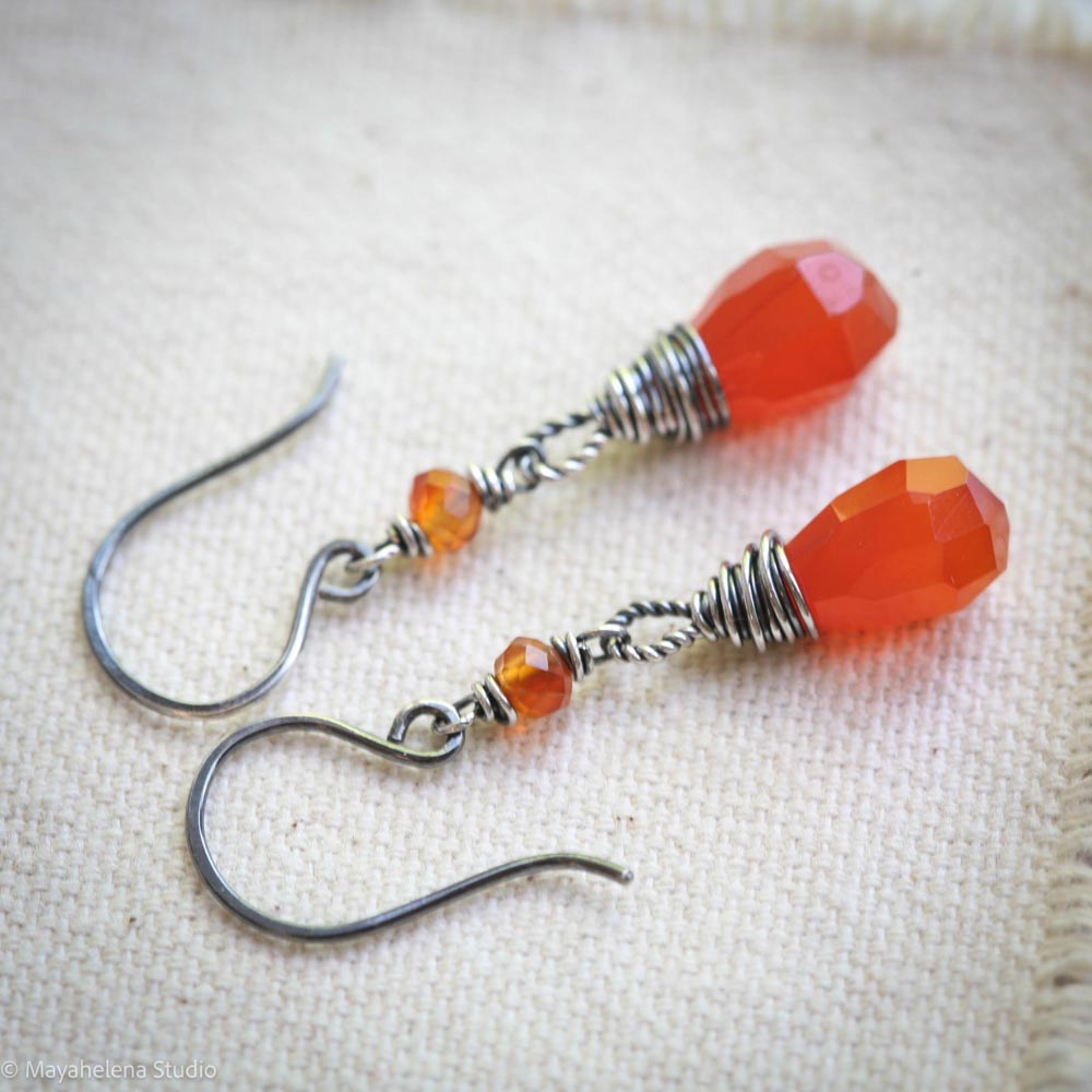 Dot the I - Carnelian Sterling Silver Earrings
