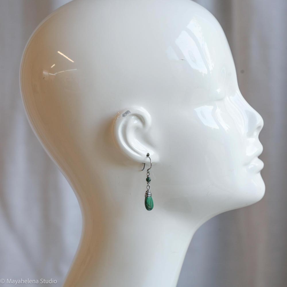Dot the I - Malachite Sterling Silver Earrings