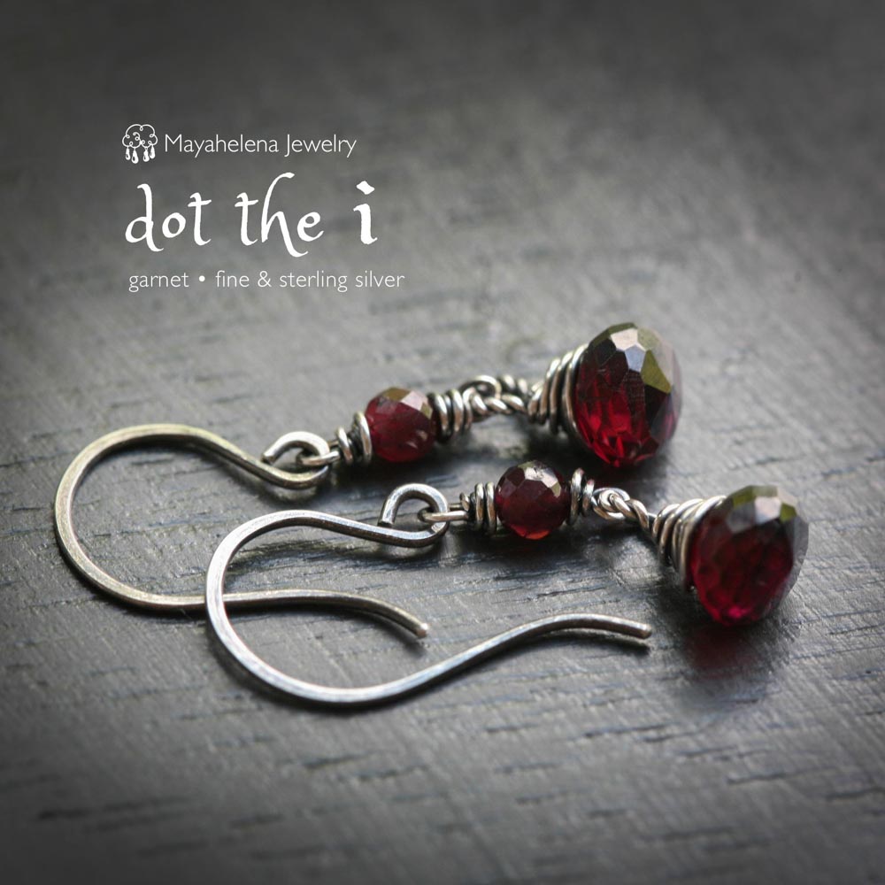 Dot the I - Garnet Sterling Silver Earrings