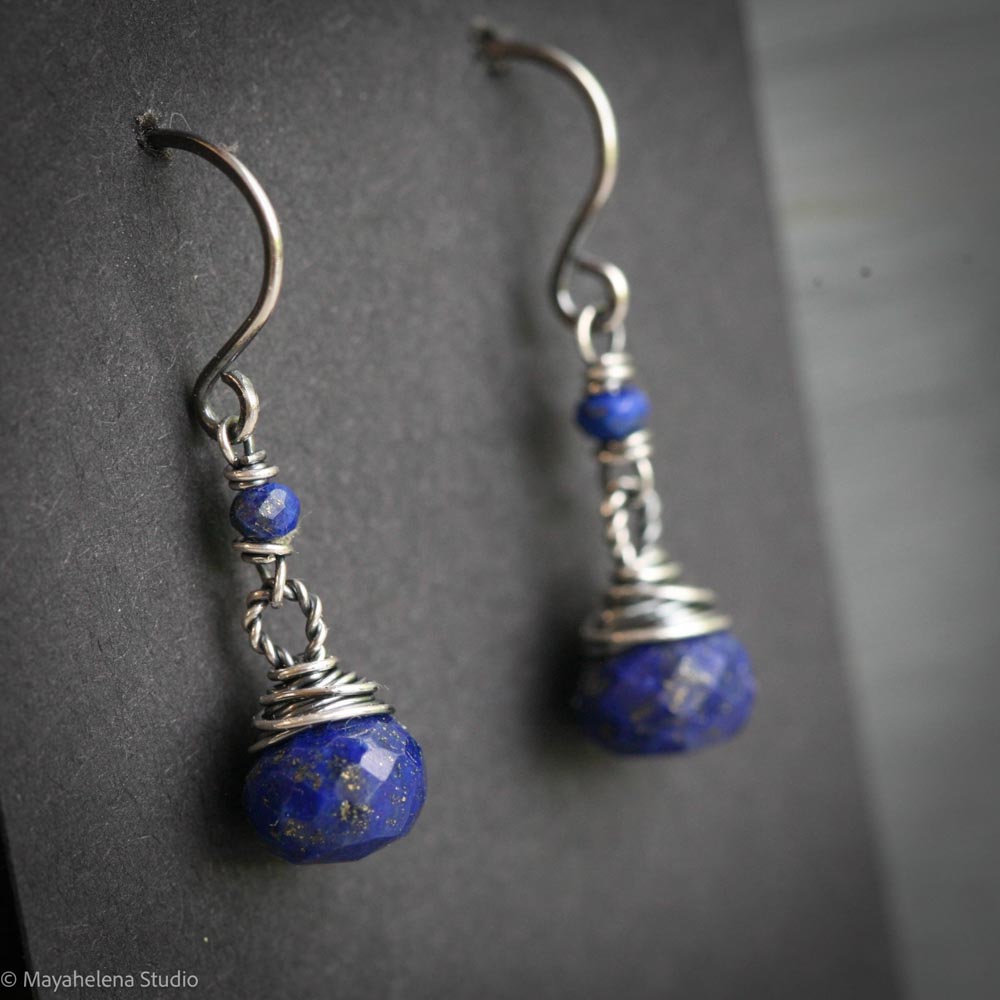 Dot the I - Lapis Lazuli Sterling Silver Earrings