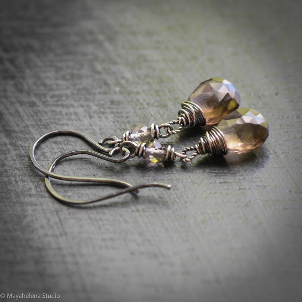 il_fullxfull.6964119232_925e.jpg Dot the I - Smoky Quartz Sterling Silver Earrings