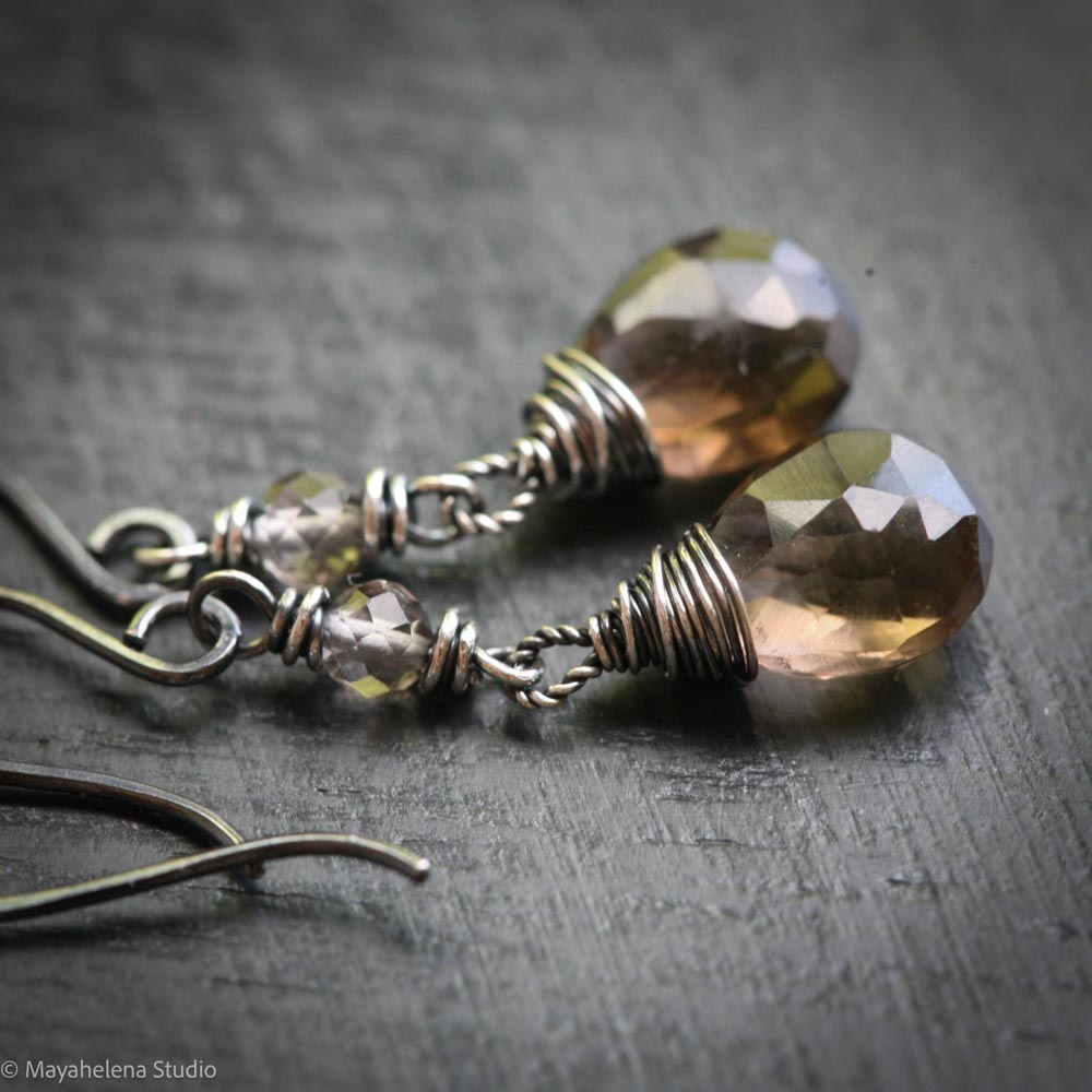 il_fullxfull.6964119236_hd8l.jpg Dot the I - Smoky Quartz Sterling Silver Earrings