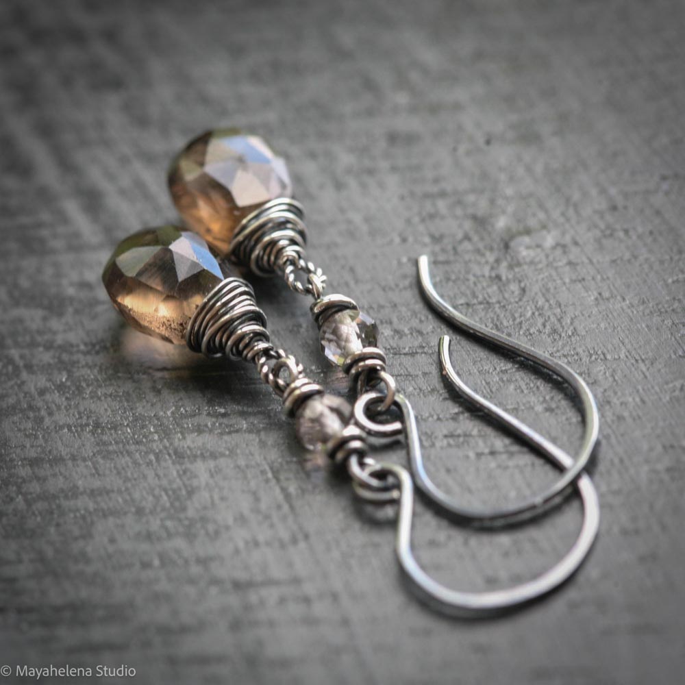 il_fullxfull.6964119246_rwiq.jpg Dot the I - Smoky Quartz Sterling Silver Earrings