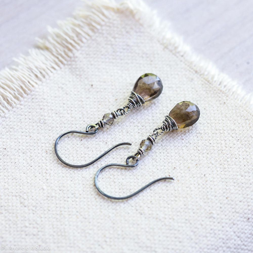 il_fullxfull.6964119248_7eo4.jpg Dot the I - Smoky Quartz Sterling Silver Earrings