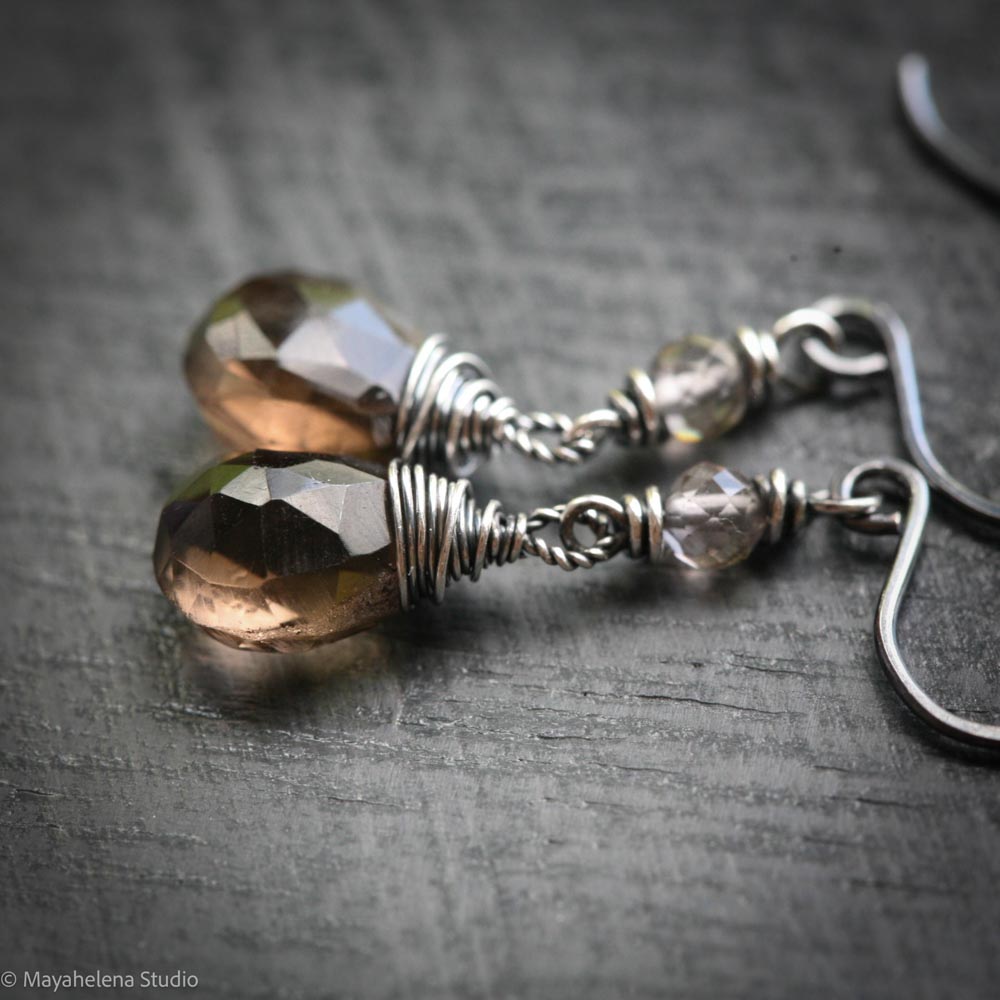 il_fullxfull.7012088911_s25t.jpg Dot the I - Smoky Quartz Sterling Silver Earrings