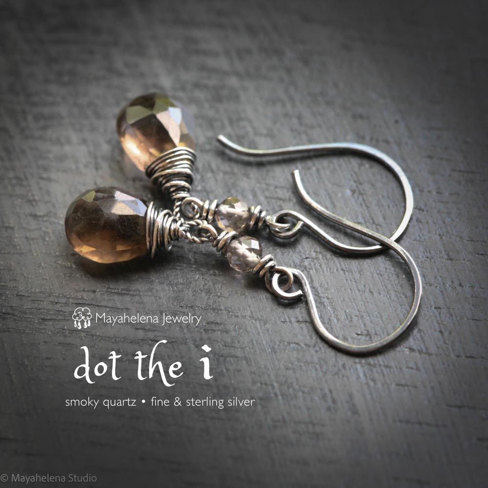 Dot the I - Smoky Quartz Sterling Silver Earrings