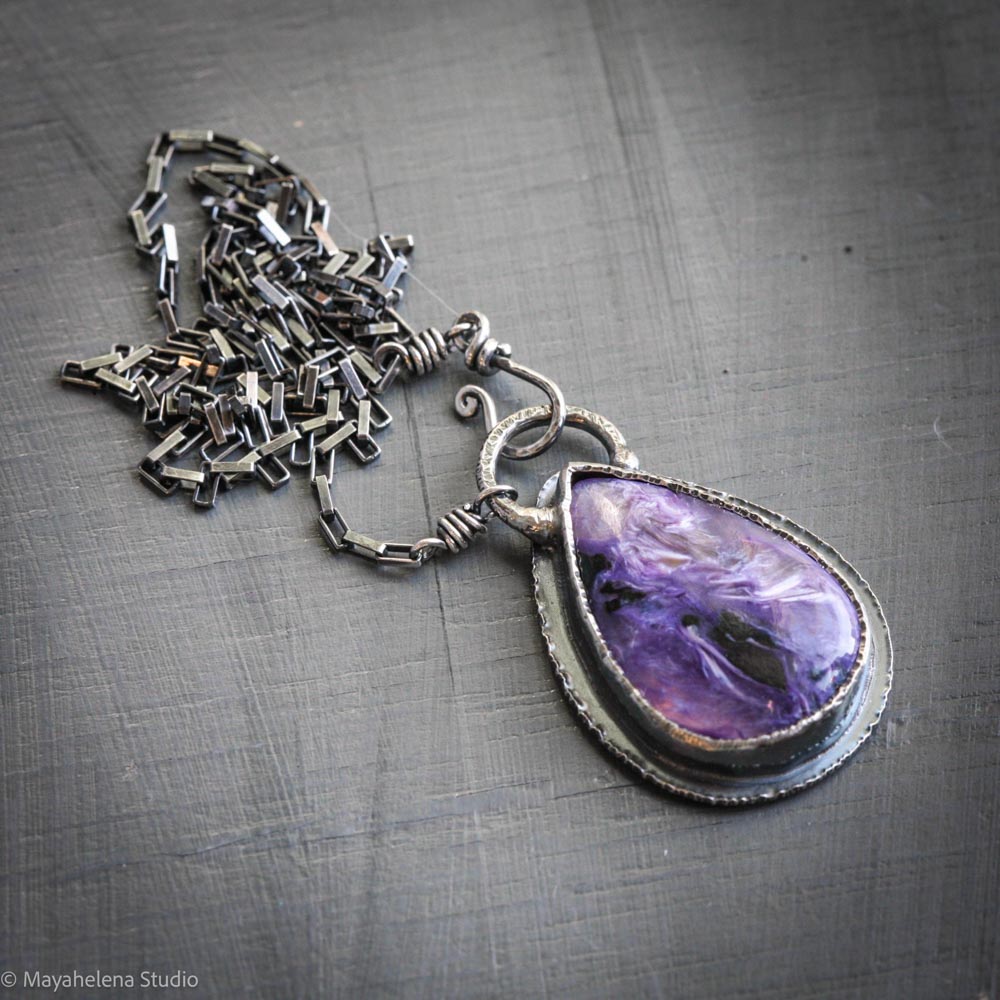 Miles to Go - Charoite Sterling Silver Necklace Pendant