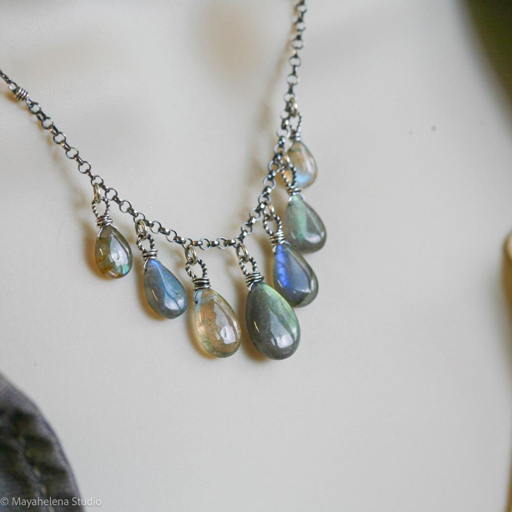 All Together Now Sterling Silver Multi Color Labradorite Necklace