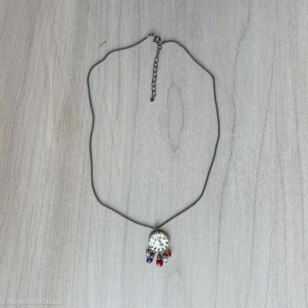 il_fullxfull.7158386620_86zg.jpg Written in Stars - Crab - Zodiac Seal Sapphire Peridot Garnet Sterling Silver Necklace