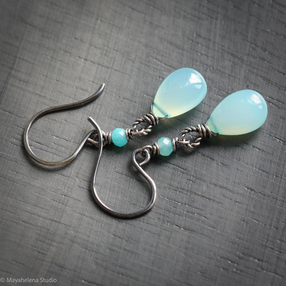 il_fullxfull.7176306346_8nfu.jpg Dot the I - Aqua Chalcedony Sterling Silver Earrings