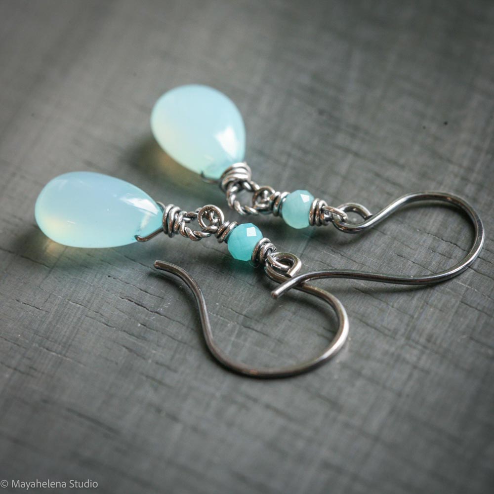 il_fullxfull.7176306350_ox9f.jpg Dot the I - Aqua Chalcedony Sterling Silver Earrings