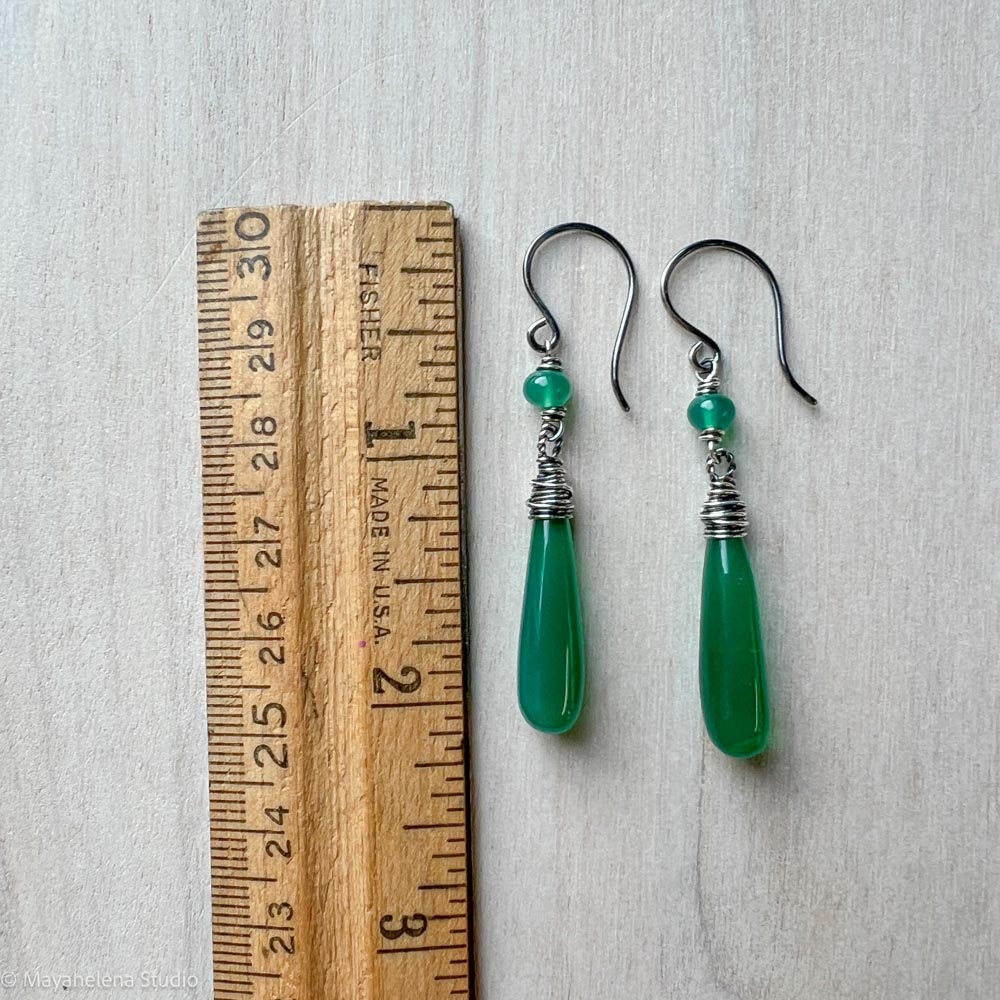 Dot the I - Green Onyx Sterling Silver Earrings