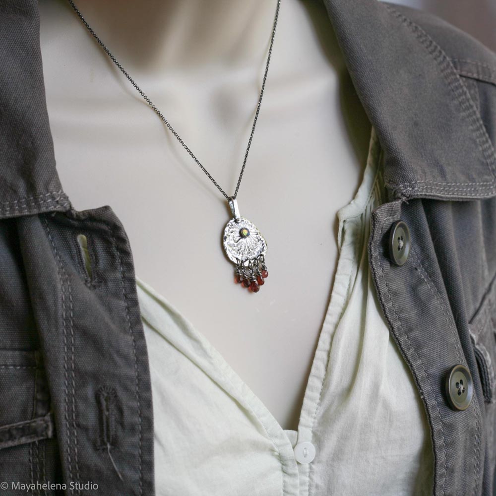 il_fullxfull.7189845206_2su9.jpg Fire Awakes - Ethiopian Opal Garnet Fine and Sterling Silver Necklace