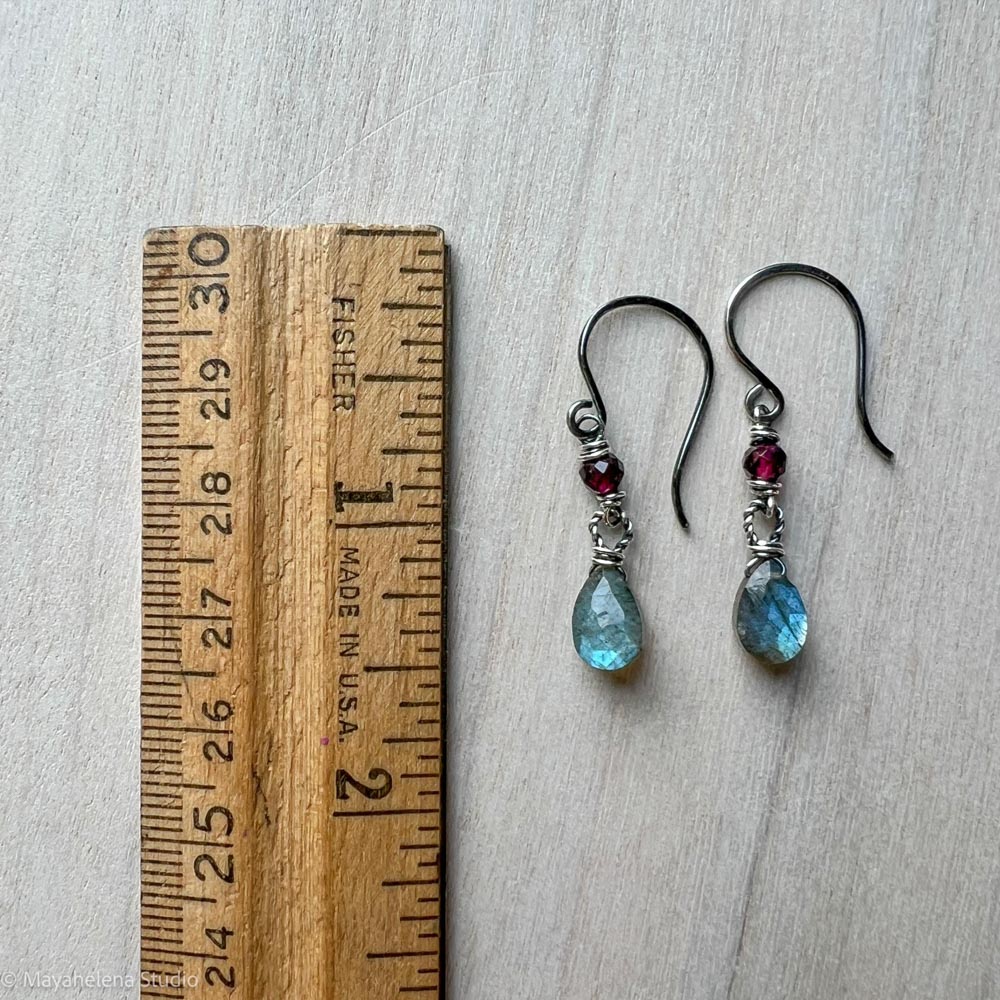 il_fullxfull.7195567022_36ls.jpg Dot the I - Labradorite and Garnet Fine & Sterling Silver Earrings