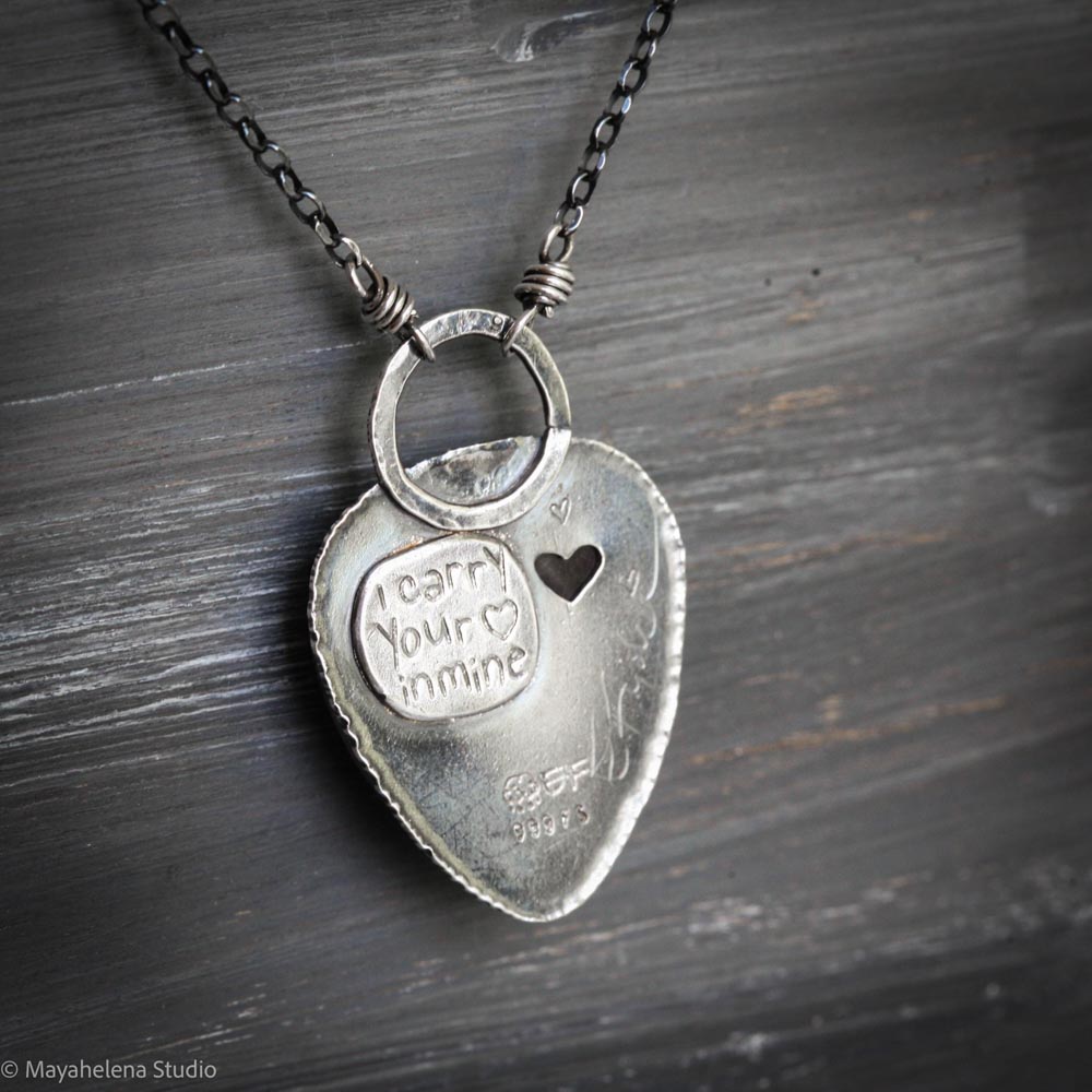 I Carry Your Heart in Mine - Trapiche Amethyst Sterling Silver Necklace Pendant Valentine Gift