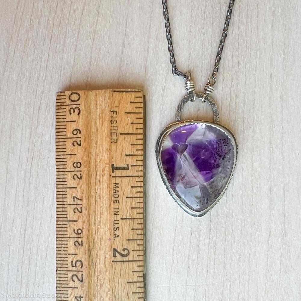 I Carry Your Heart in Mine - Trapiche Amethyst Sterling Silver Necklace Pendant Valentine Gift