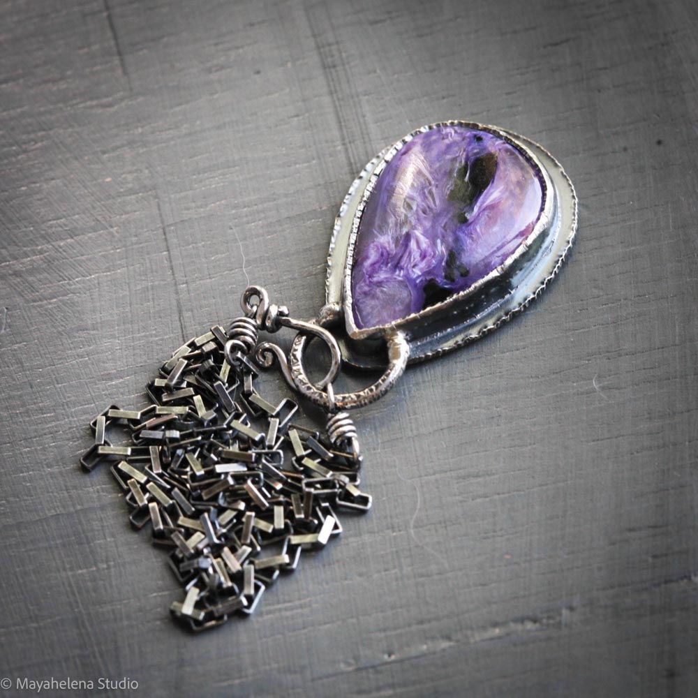 Miles to Go - Charoite Sterling Silver Necklace Pendant