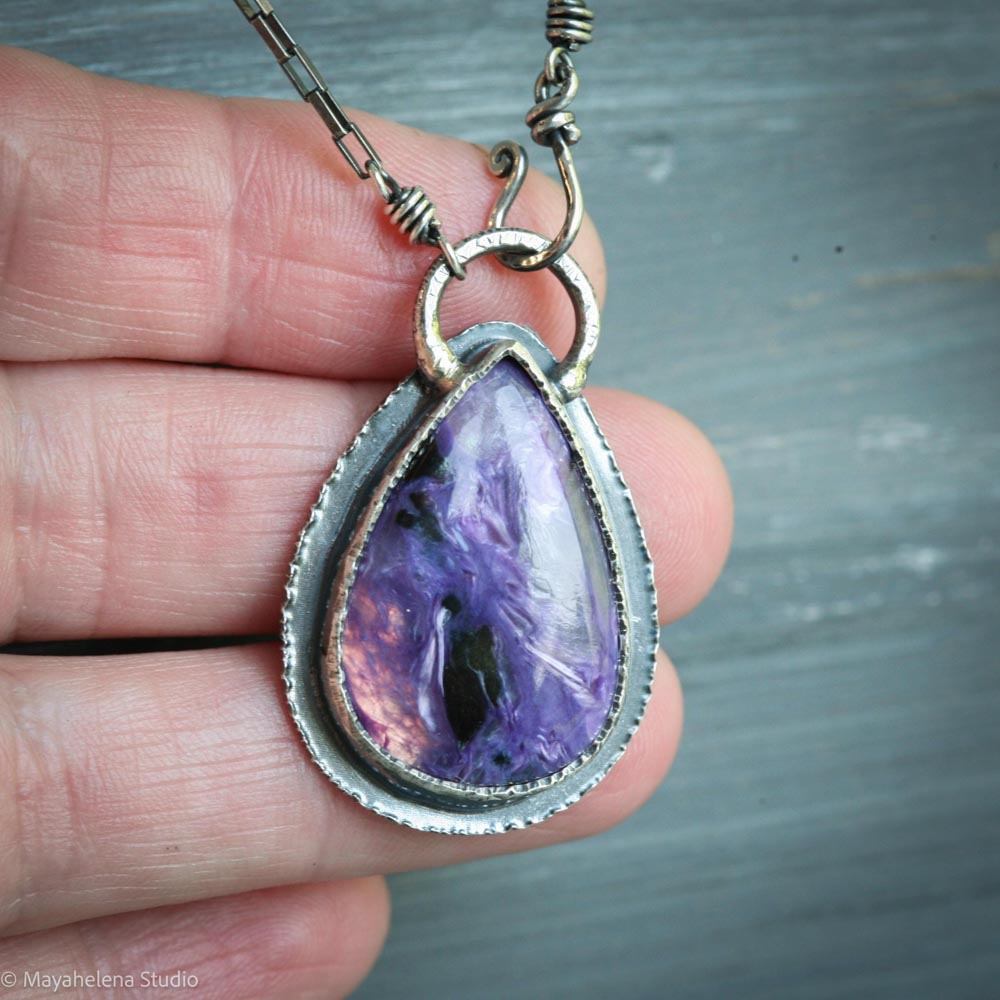 Miles to Go - Charoite Sterling Silver Necklace Pendant