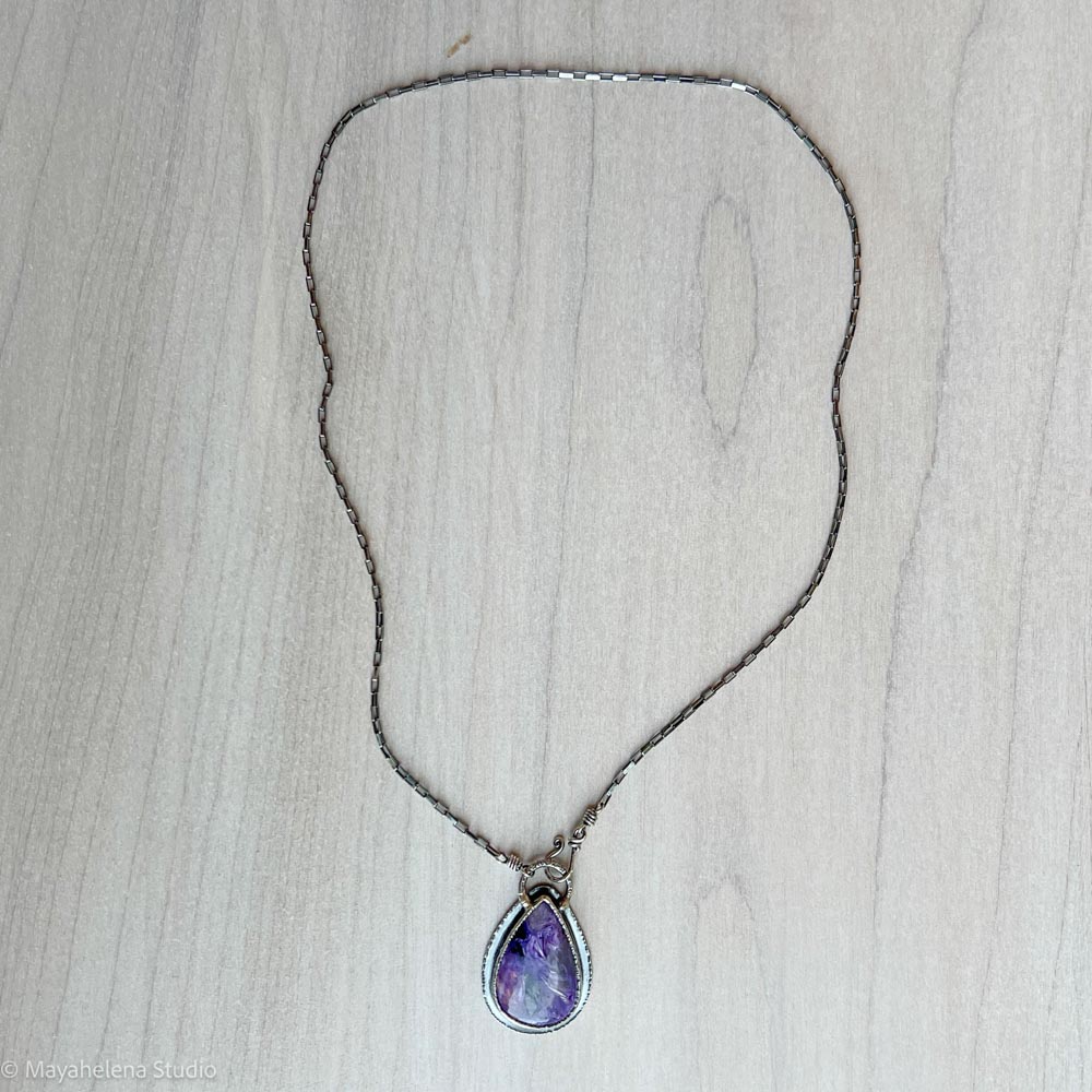 Miles to Go - Charoite Sterling Silver Necklace Pendant