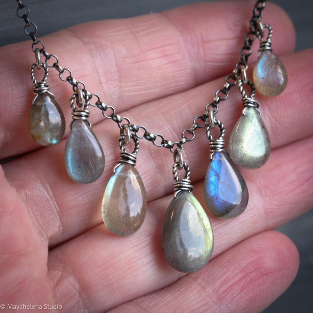 All Together Now Sterling Silver Multi Color Labradorite Necklace