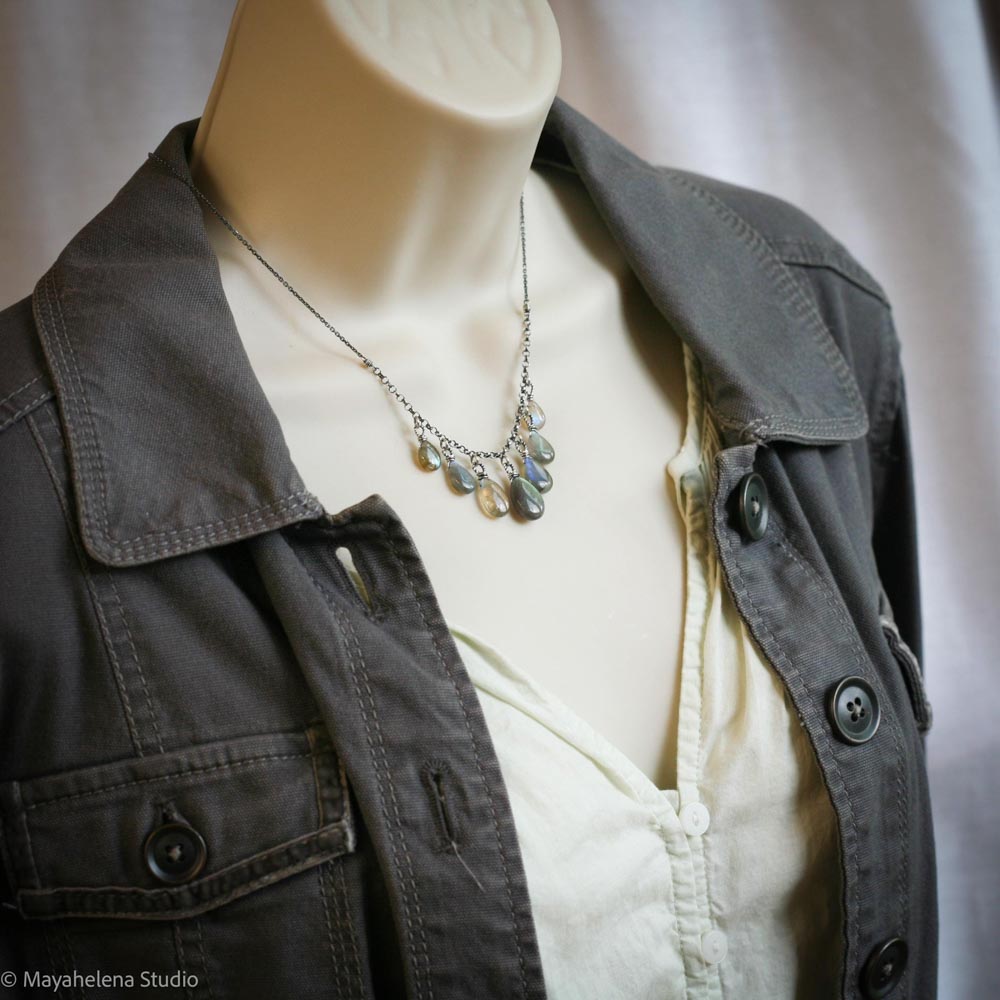 All Together Now Sterling Silver Multi Color Labradorite Necklace