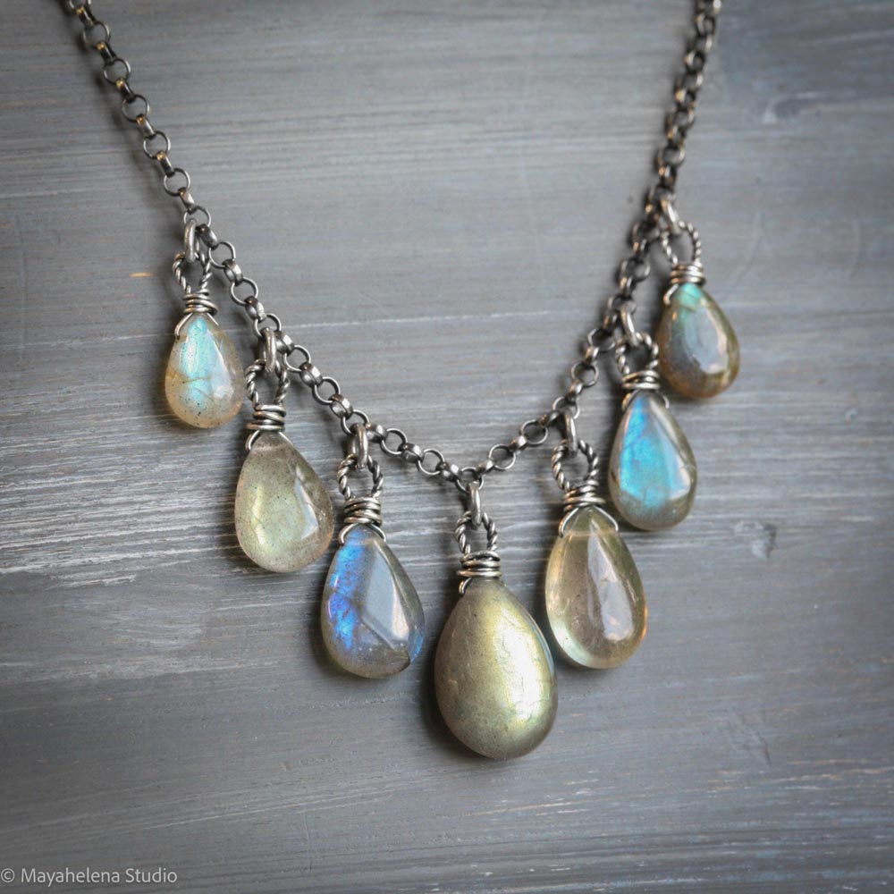 All Together Now Sterling Silver Multi Color Labradorite Necklace