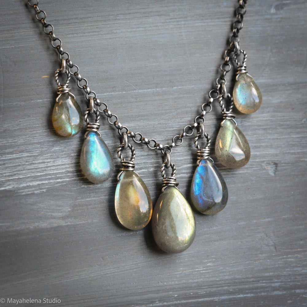 All Together Now Sterling Silver Multi Color Labradorite Necklace