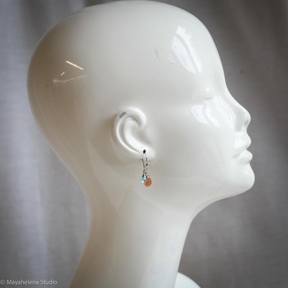 Golden Hour - Sunstone and Apatite Sterling Silver Earrings