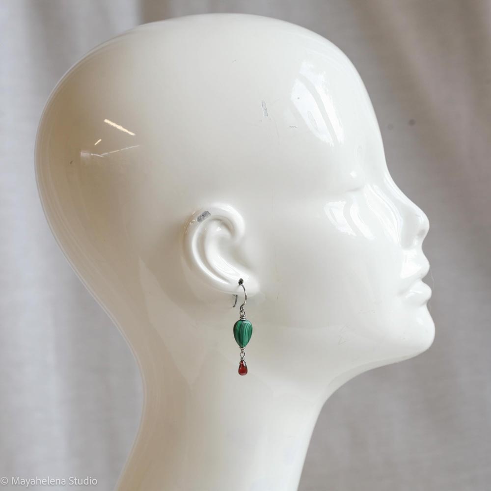 il_fullxfull.7216003962_5cz7.jpg Heart of the Forest - Malachite & Garnet Sterling Silver Earrings