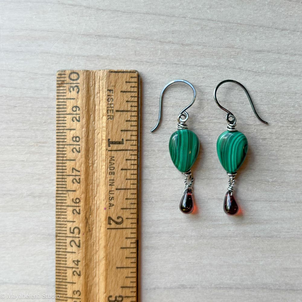 il_fullxfull.7216003992_lkd3.jpg Heart of the Forest - Malachite & Garnet Sterling Silver Earrings